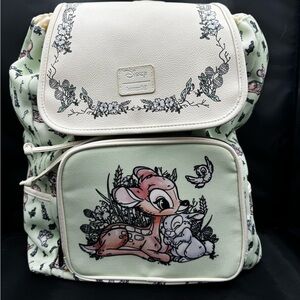 Disney Bambi Cream and Green Loungefly Slouch Backpack